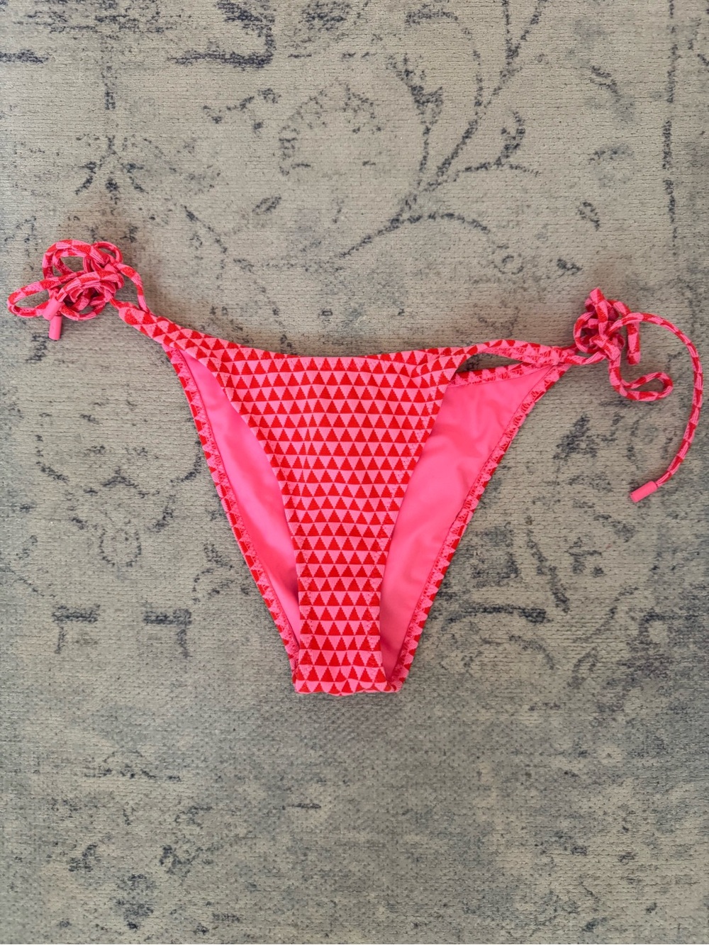 triangl swimwear Neon Pink Triangle Print Tie-Side Bikini Bottom